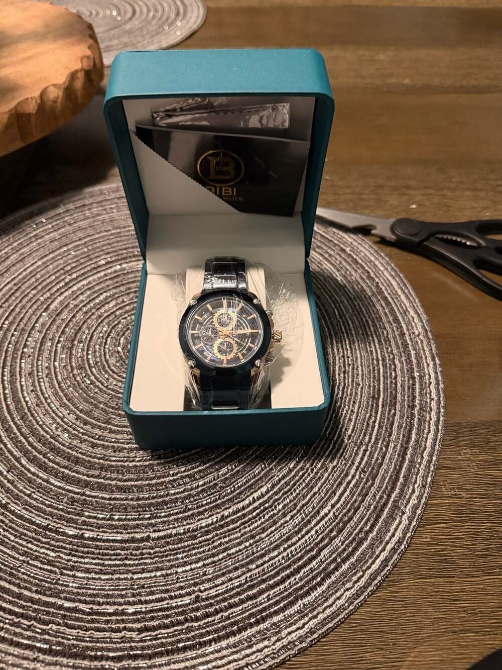 BIBI Luxury Watch Men's Chronograph Black and Gold Tone Metal Bracelet